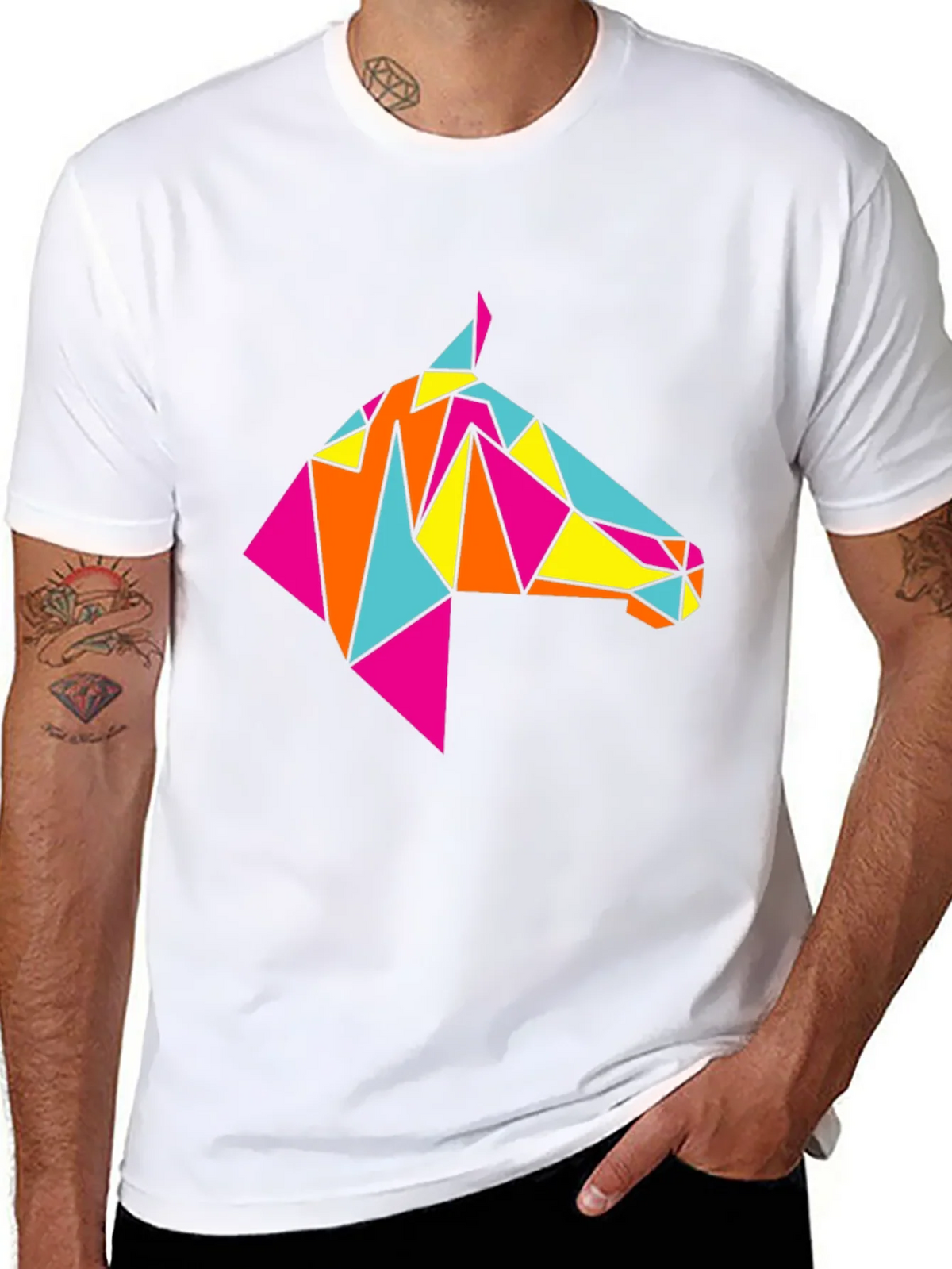 Geometric Horse Tee - Stylish Black Graphic T-Shirt product image 10