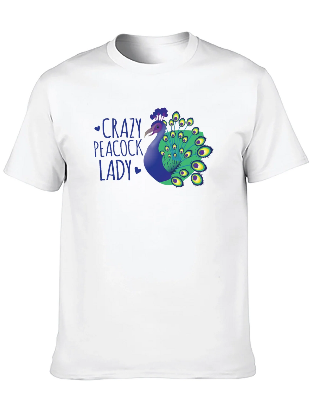 Crazy Peacock Lady Graphic T-Shirt - Fun Novelty Tee product image 12