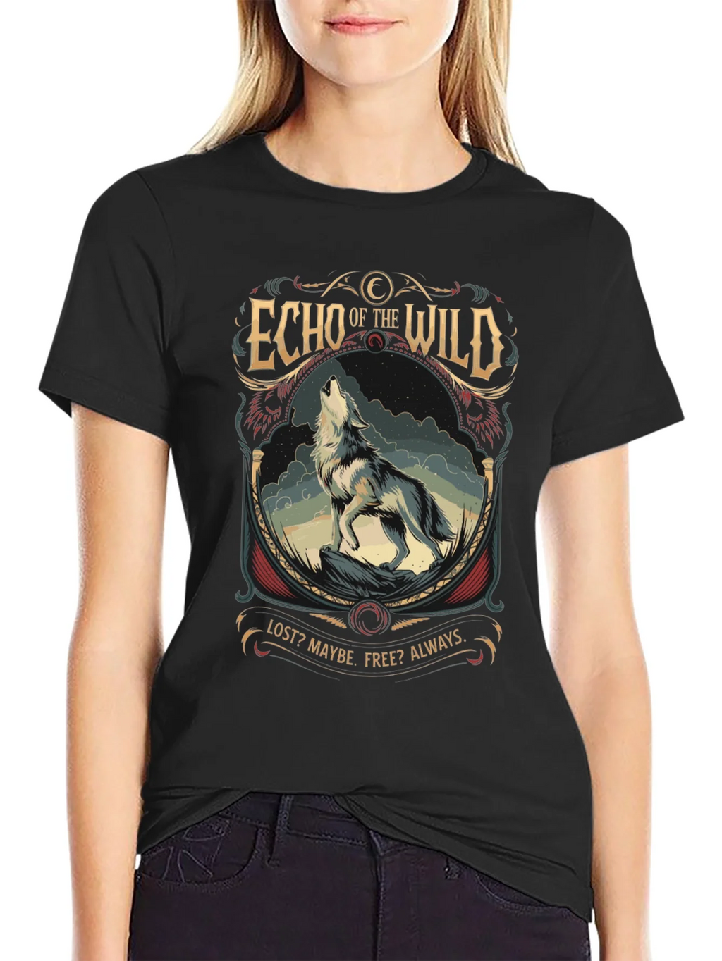 Echo of the Wild Wolf Graphic T-Shirt product image 5