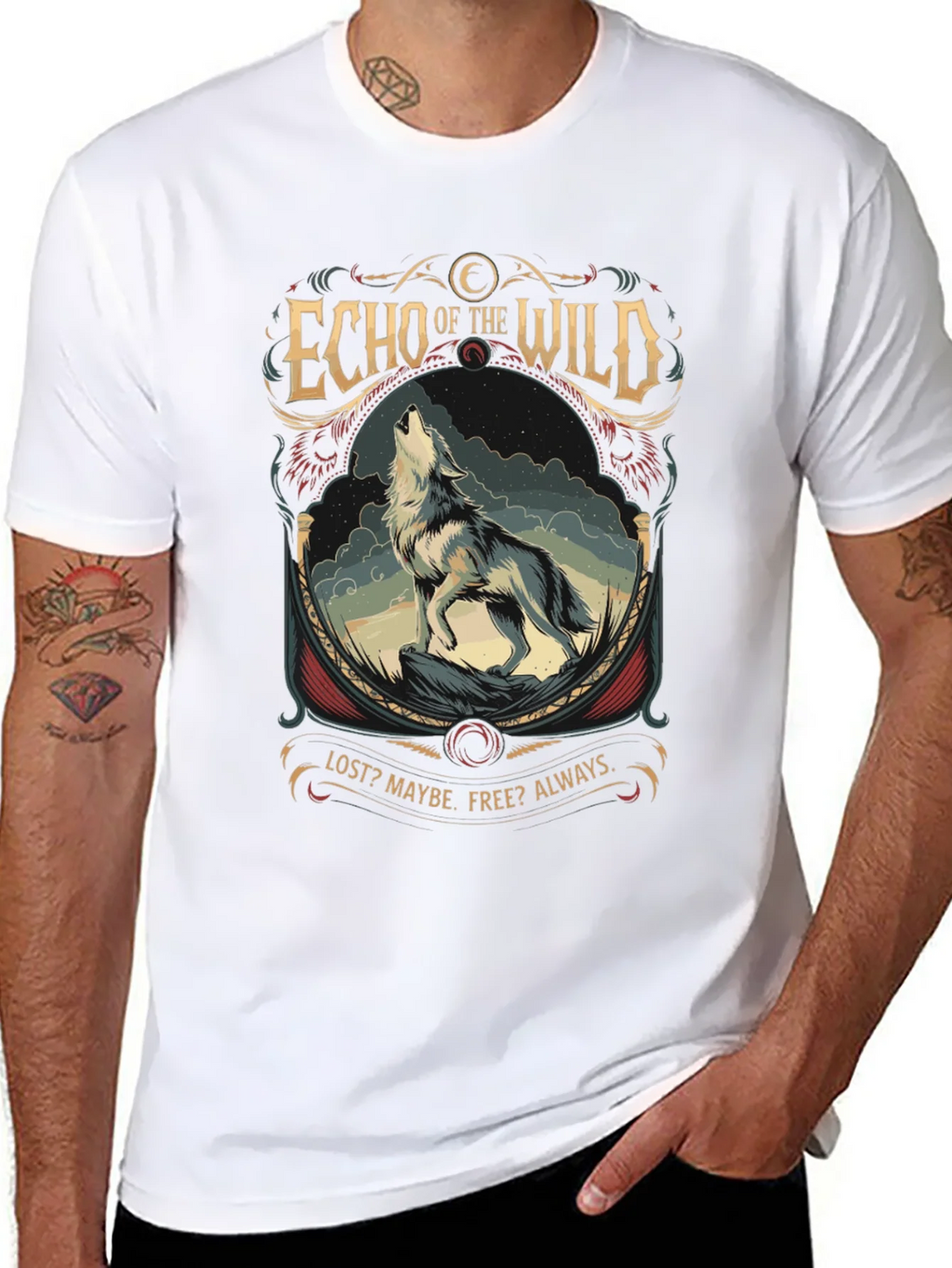 Echo of the Wild Wolf Graphic T-Shirt product image 10