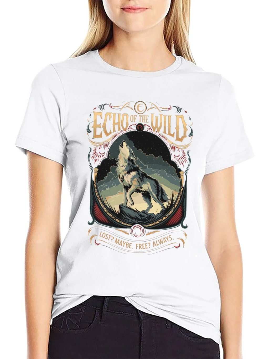 Echo of the Wild Wolf Graphic T-Shirt product image 11