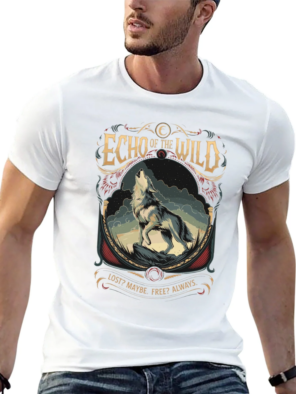 Echo of the Wild Wolf Graphic T-Shirt product image 4
