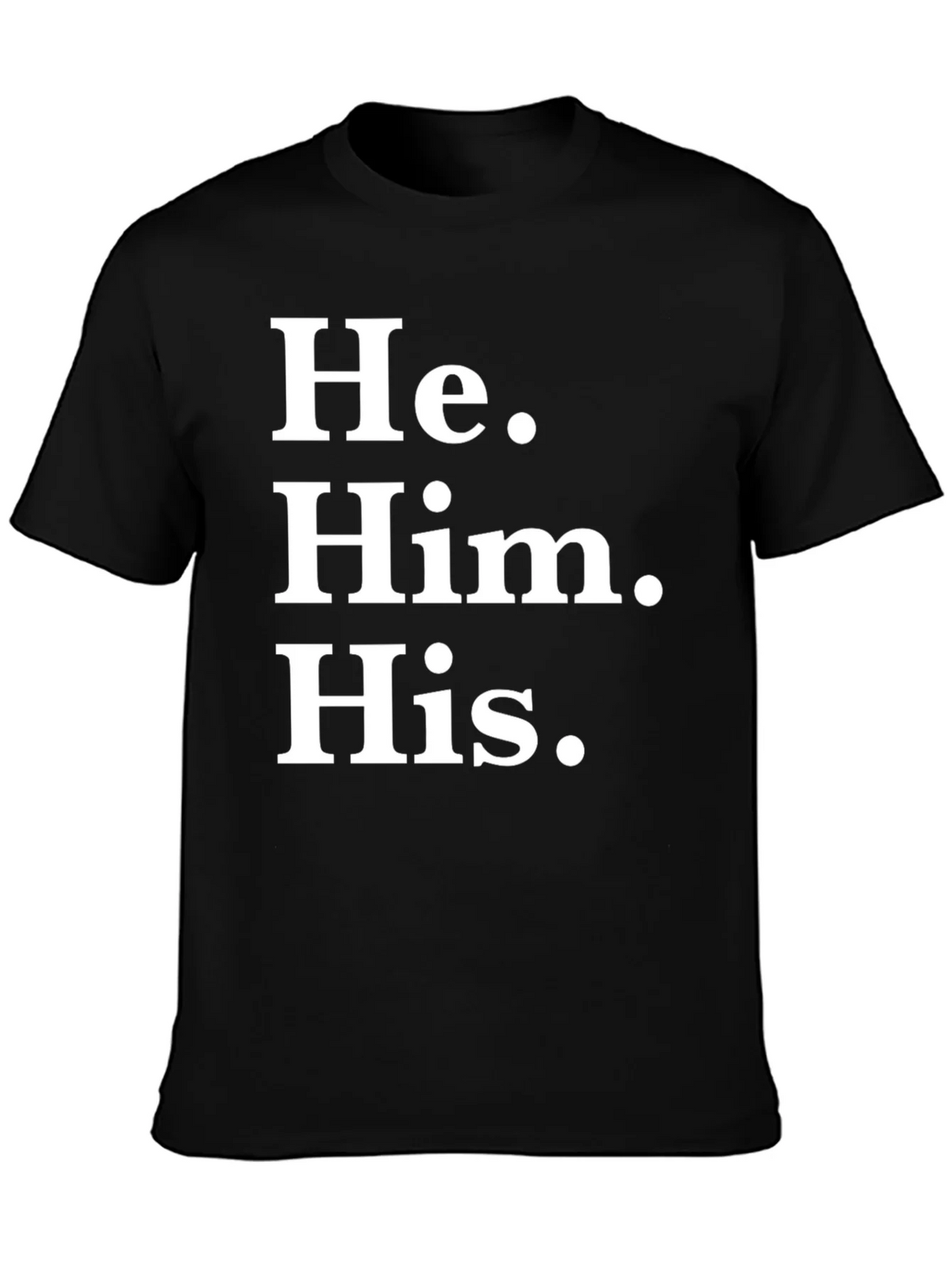 He Him His Pronoun T-Shirt - Black Cotton Tee product image 6