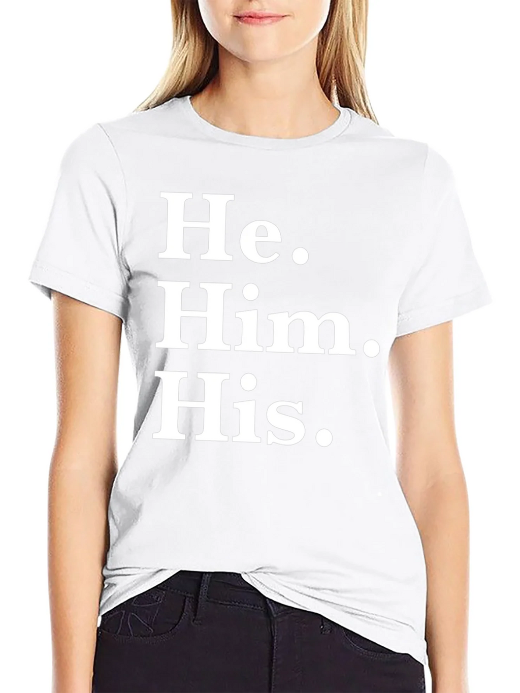 He Him His Pronoun T-Shirt - Black Cotton Tee product image 11