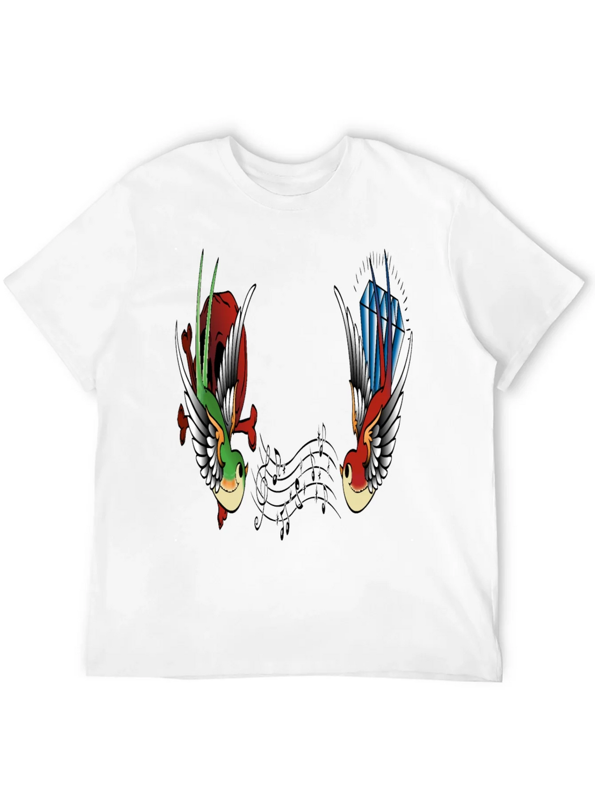 Music Birds Graphic Tee - Black Casual T-Shirt product image 3