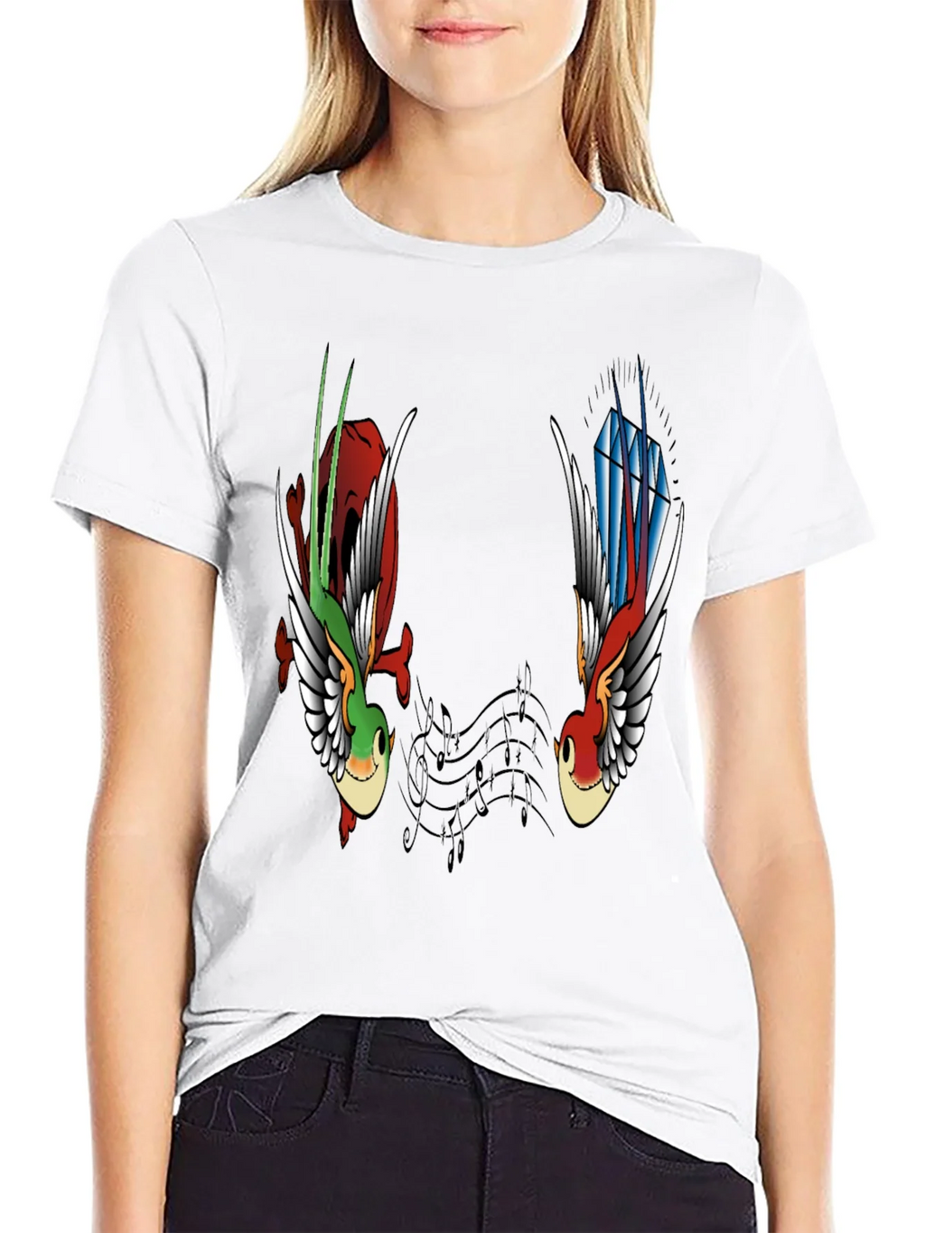 Music Birds Graphic Tee - Black Casual T-Shirt product image 11