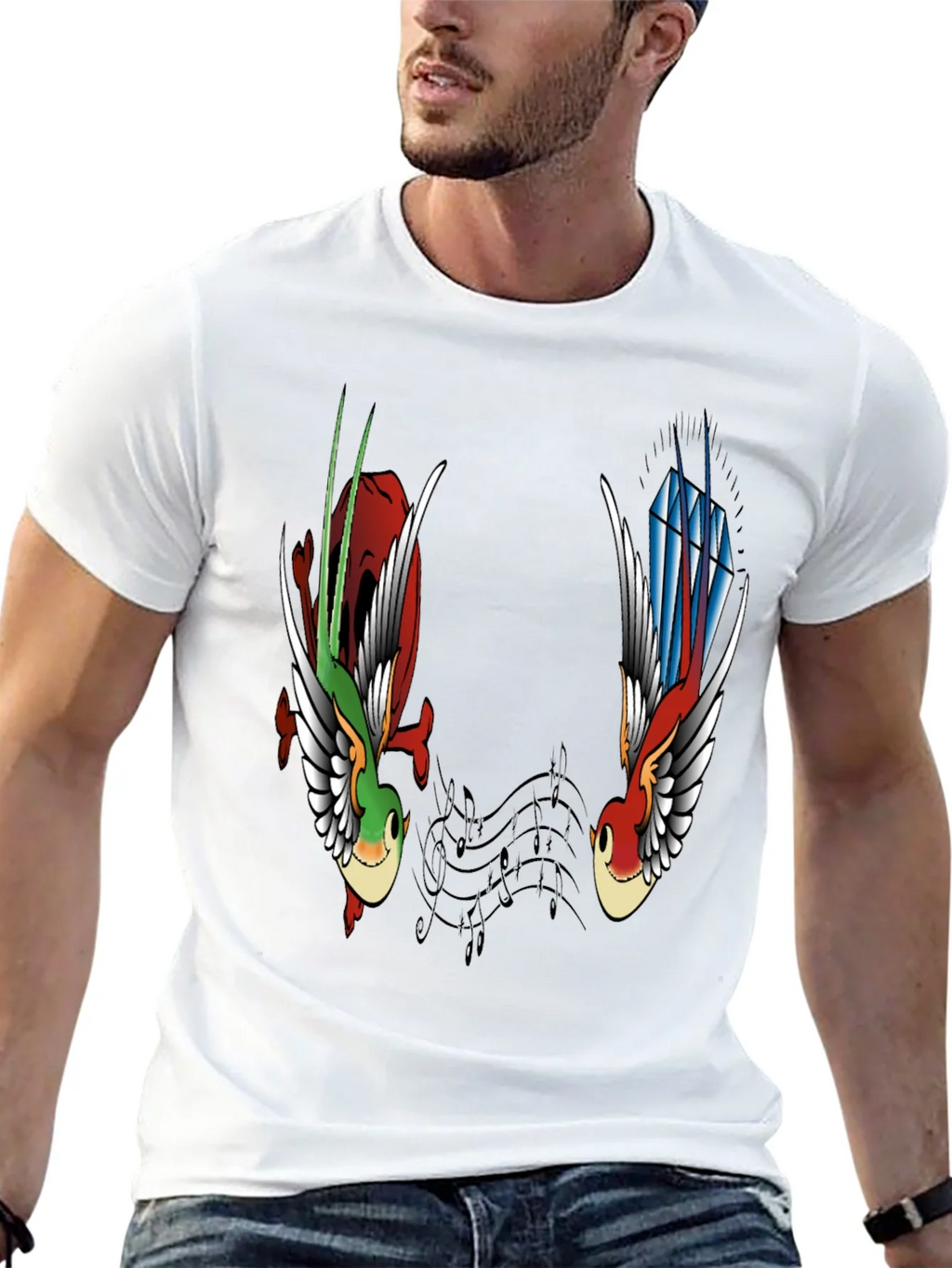 Music Birds Graphic Tee - Black Casual T-Shirt product image 4