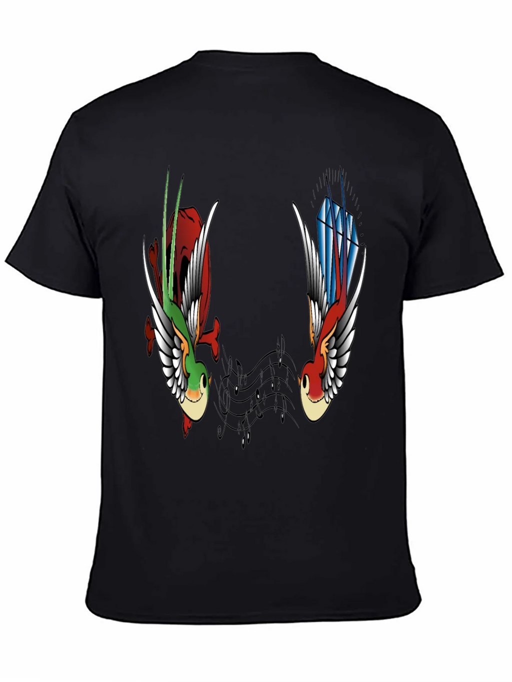 Music Birds Graphic Tee - Black Casual T-Shirt product image 7