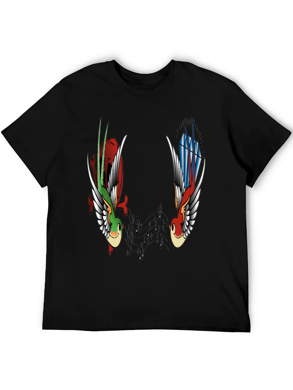 Music Birds Graphic Tee - Black Casual T-Shirt product image 8