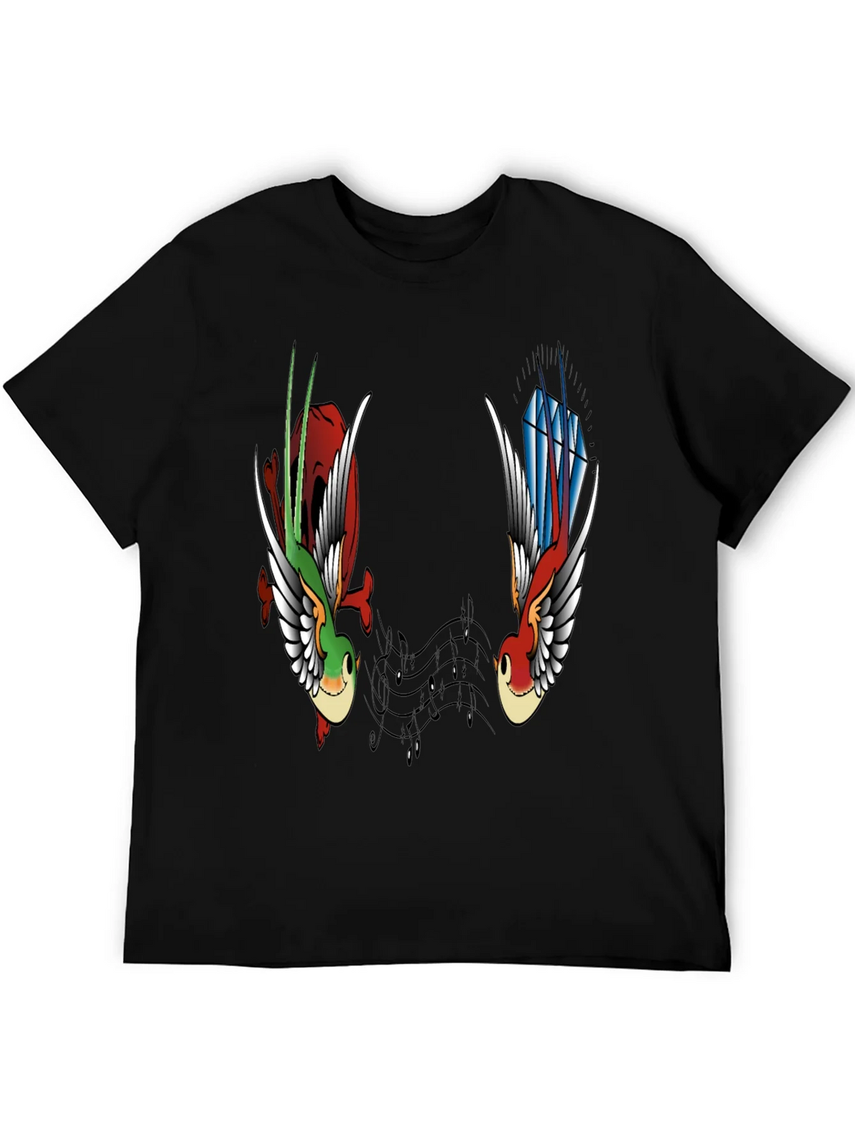 Music Birds Graphic Tee - Black Casual T-Shirt product image 8