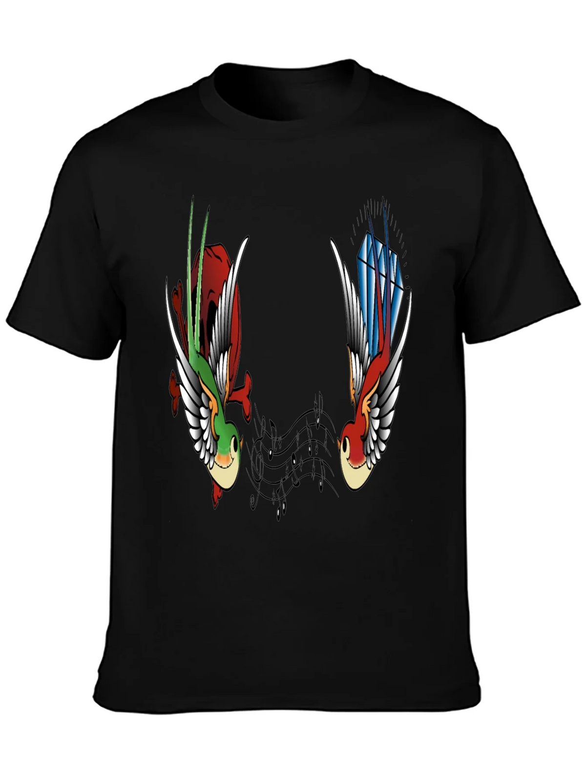 Music Birds Graphic Tee - Black Casual T-Shirt product image 6