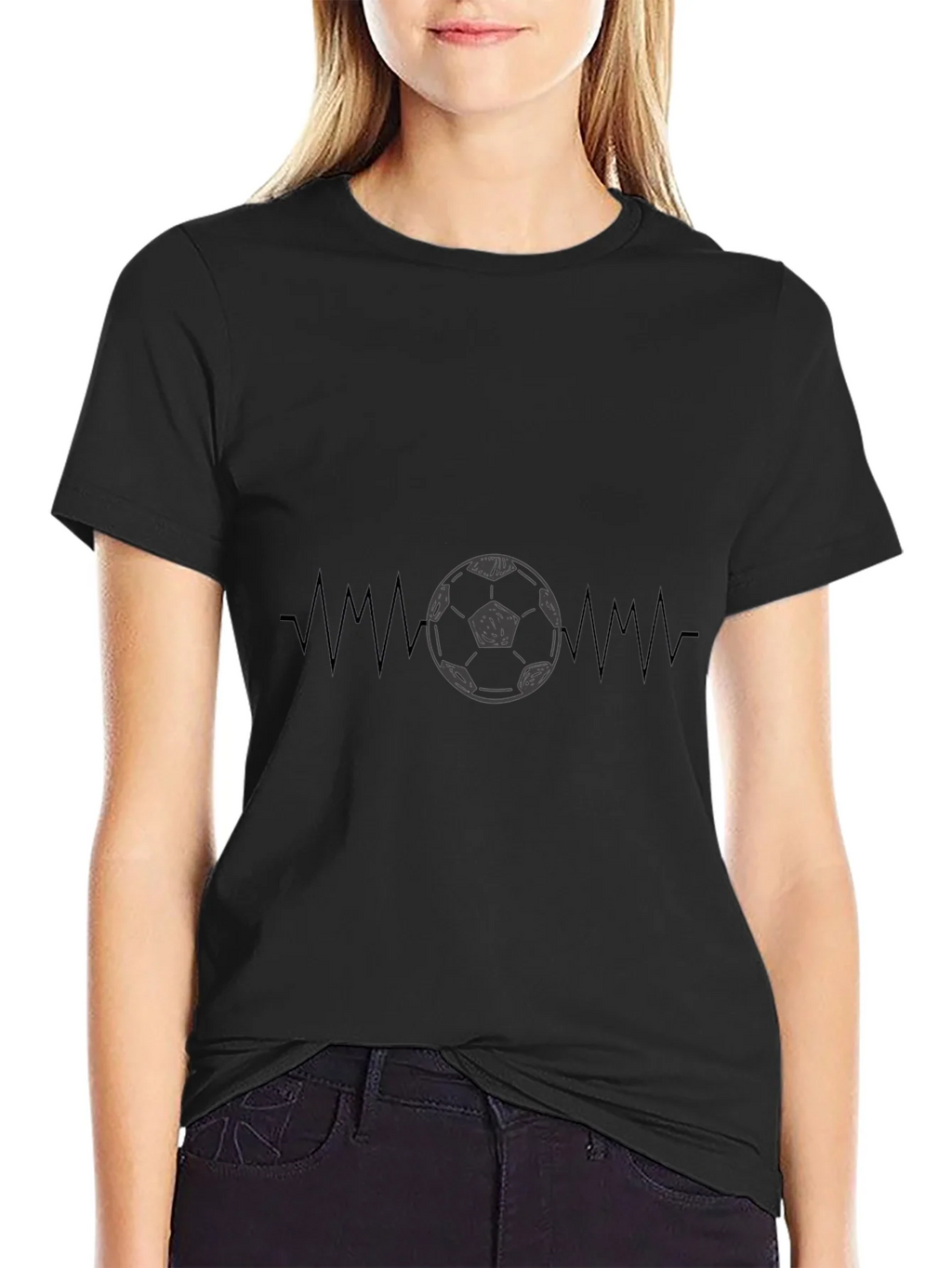 Soccer Heartbeat Graphic Tee - Black product image 5