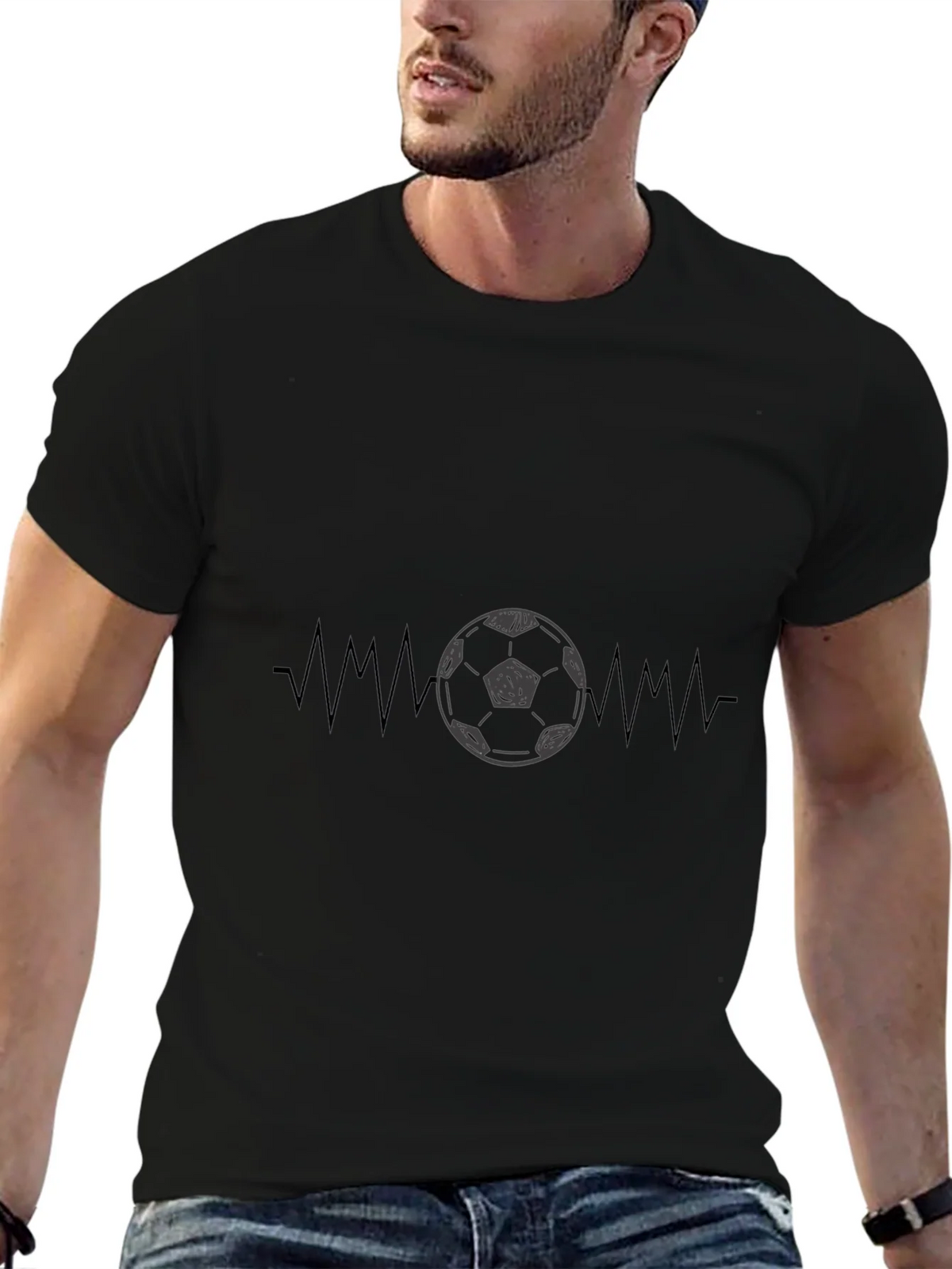 Soccer Heartbeat Graphic Tee - Black product image 9