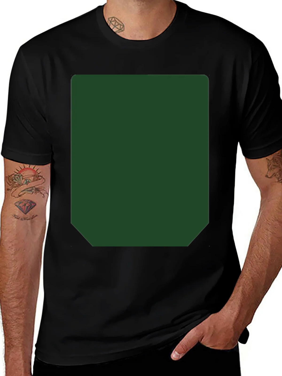 Black Short Sleeve T-Shirt with Green Rectangle product image 1