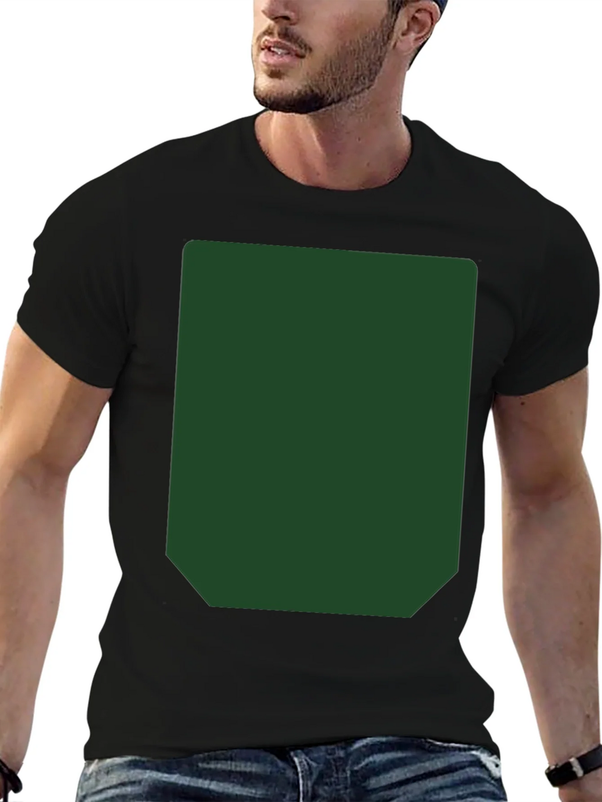 Black Short Sleeve T-Shirt with Green Rectangle product image 9