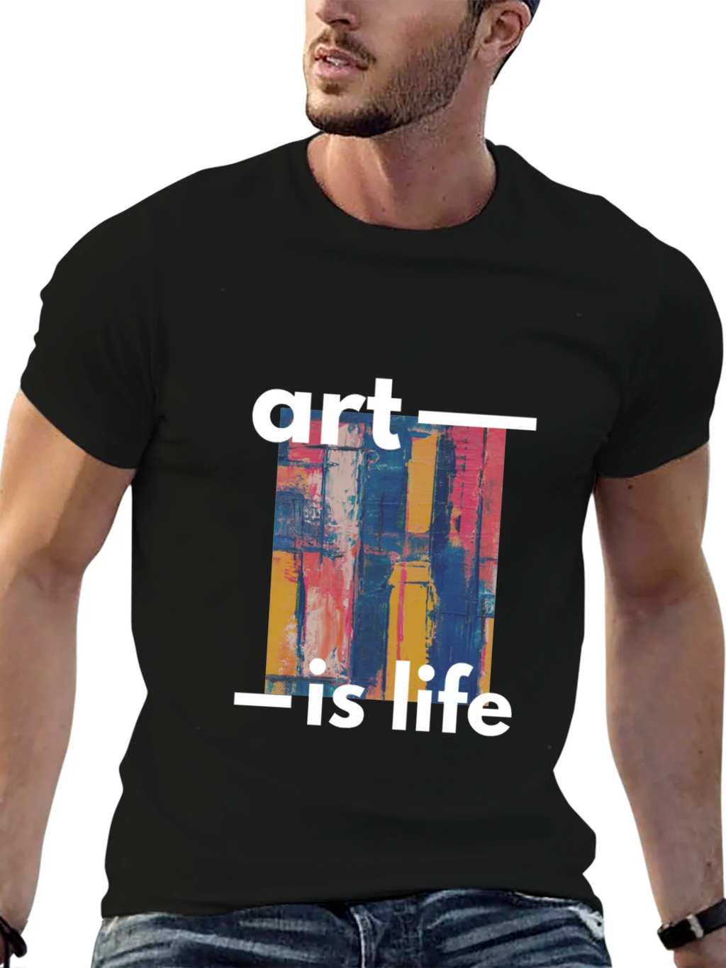 Art Is Life Graphic Print Black T-Shirt product image 9