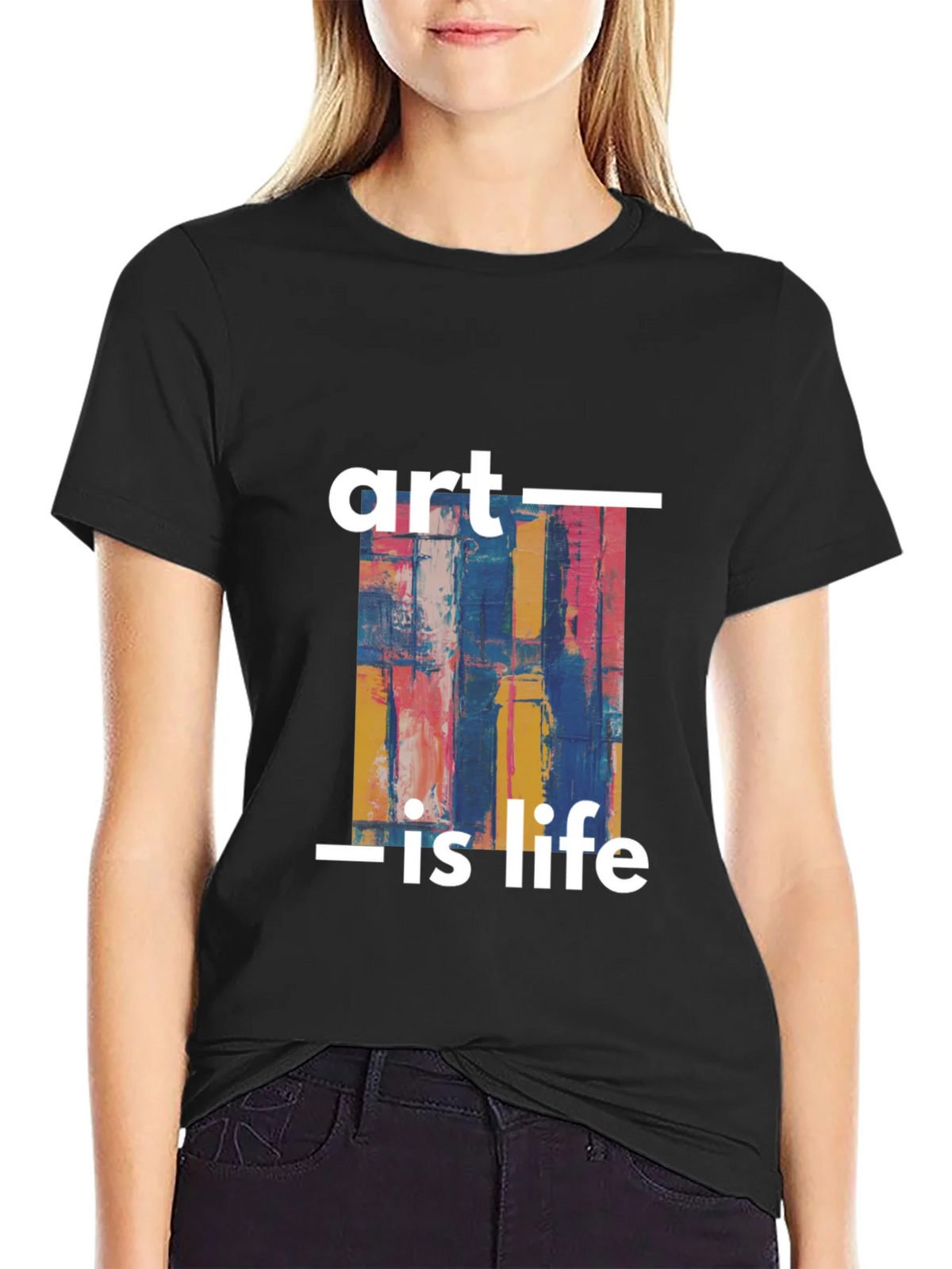 Art Is Life Graphic Print Black T-Shirt product image 5
