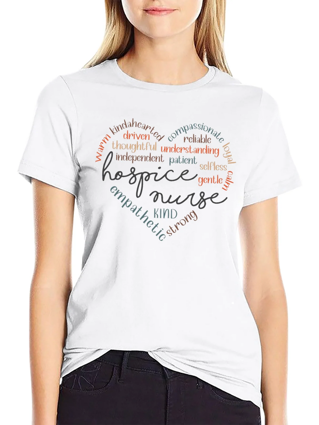 Hospice Nurse Heart Word Art T-Shirt product image 11