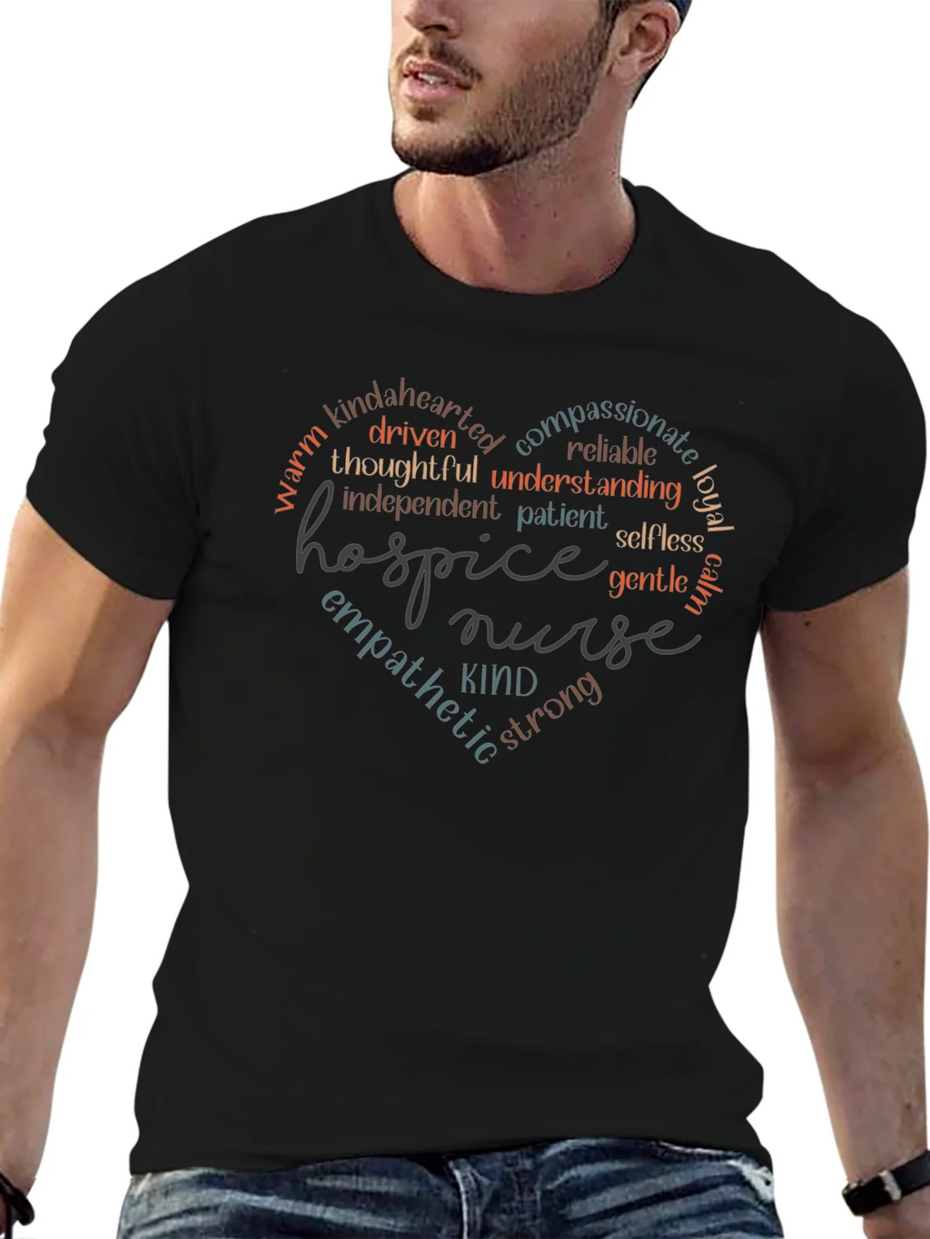Hospice Nurse Heart Word Art T-Shirt product image 9