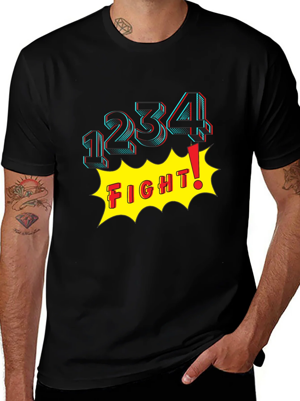 Fight! Graphic Print T-Shirt - Black product image 1