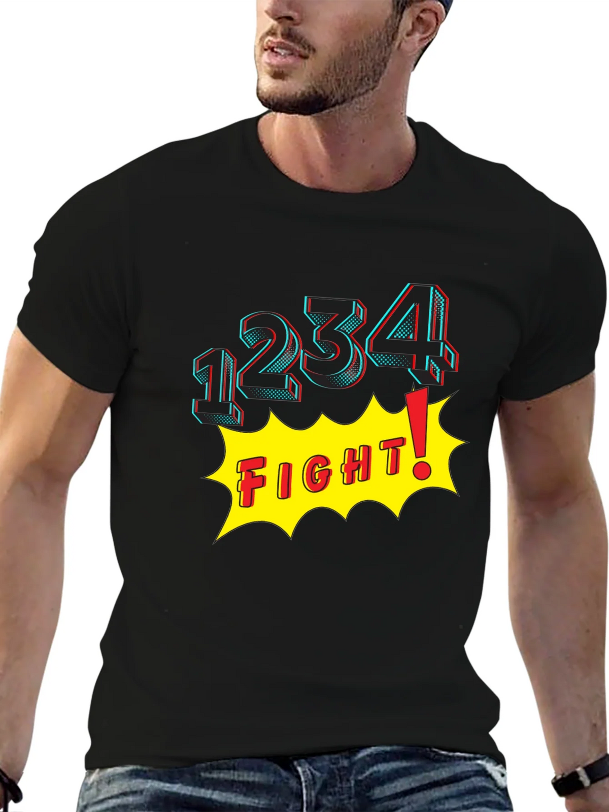 Fight! Graphic Print T-Shirt - Black product image 9