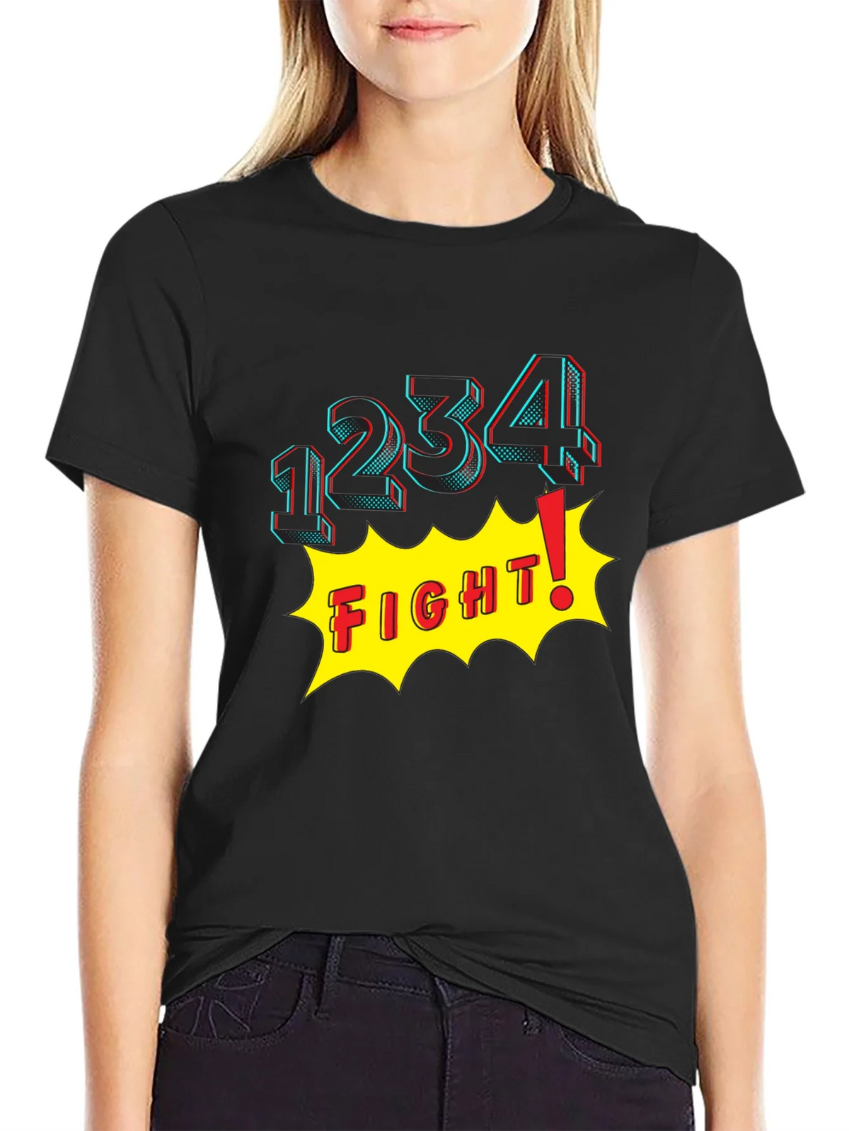 Fight! Graphic Print T-Shirt - Black product image 5