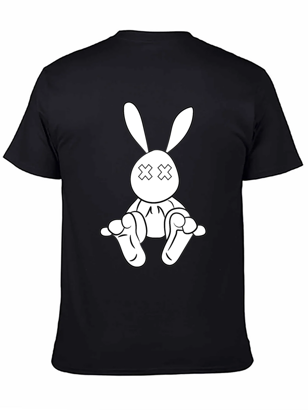 Black T-Shirt with Cartoon Rabbit Graphic product image 7