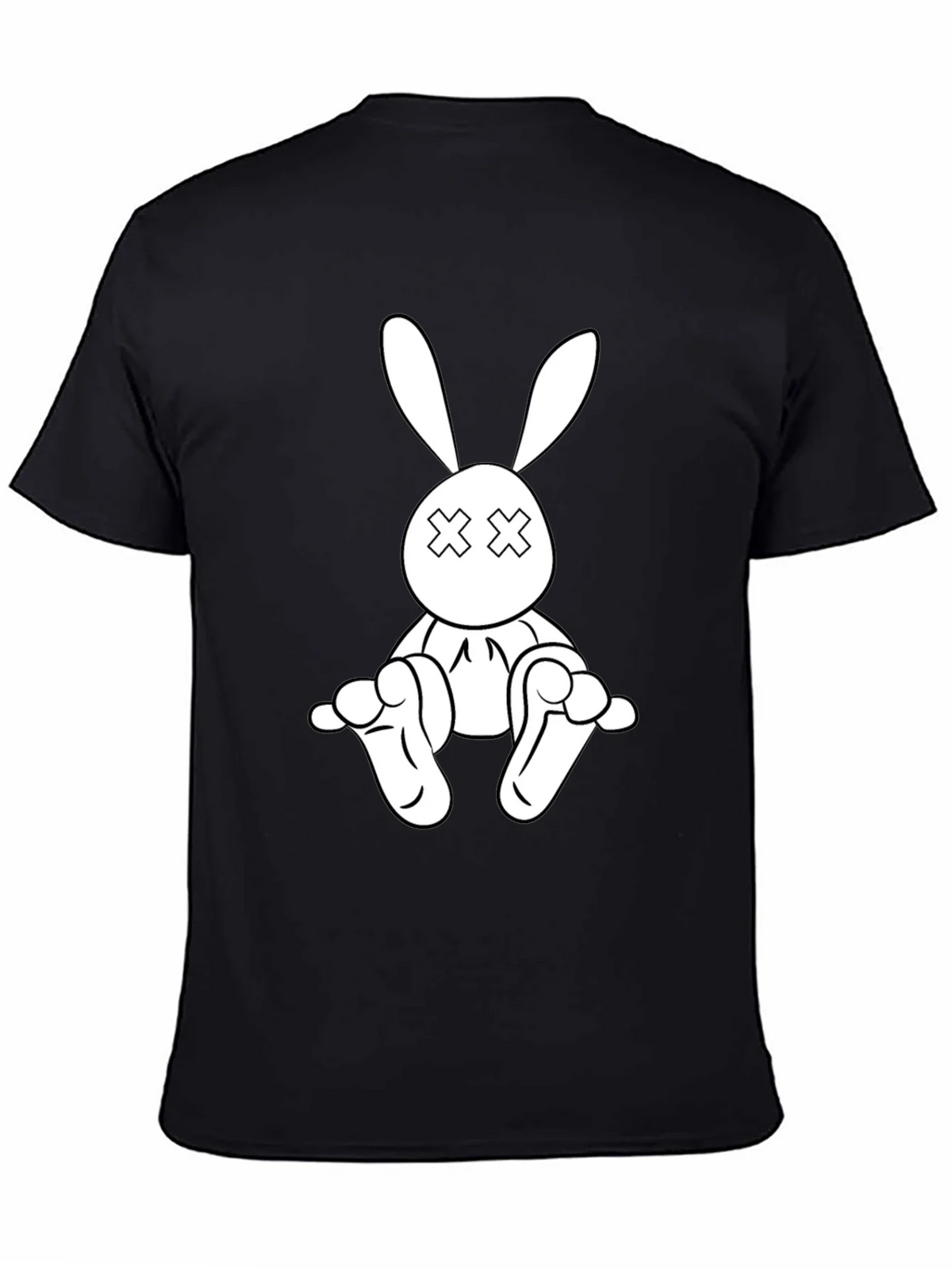 Black T-Shirt with Cartoon Rabbit Graphic product image 7