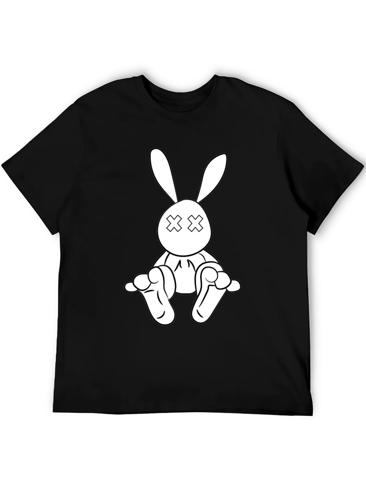 Black T-Shirt with Cartoon Rabbit Graphic product image 8