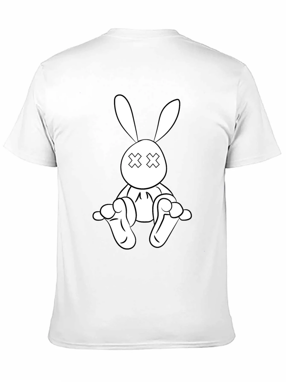 Black T-Shirt with Cartoon Rabbit Graphic product image 2