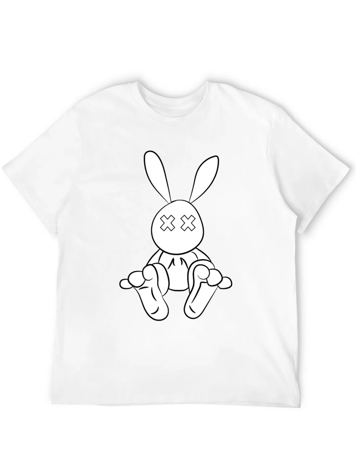 Black T-Shirt with Cartoon Rabbit Graphic product image 3