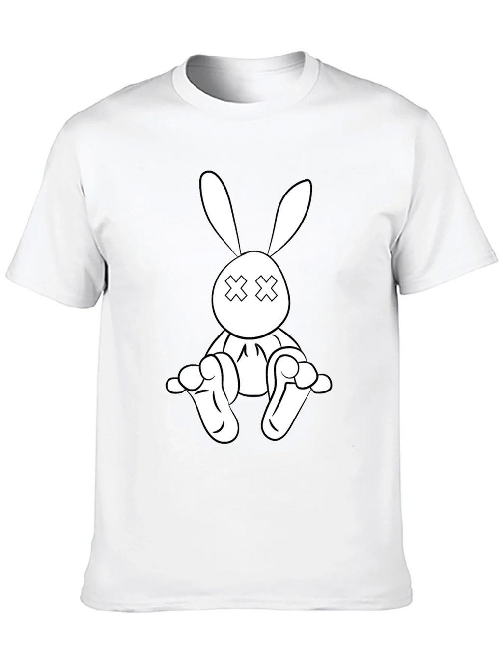 Black T-Shirt with Cartoon Rabbit Graphic product image 12