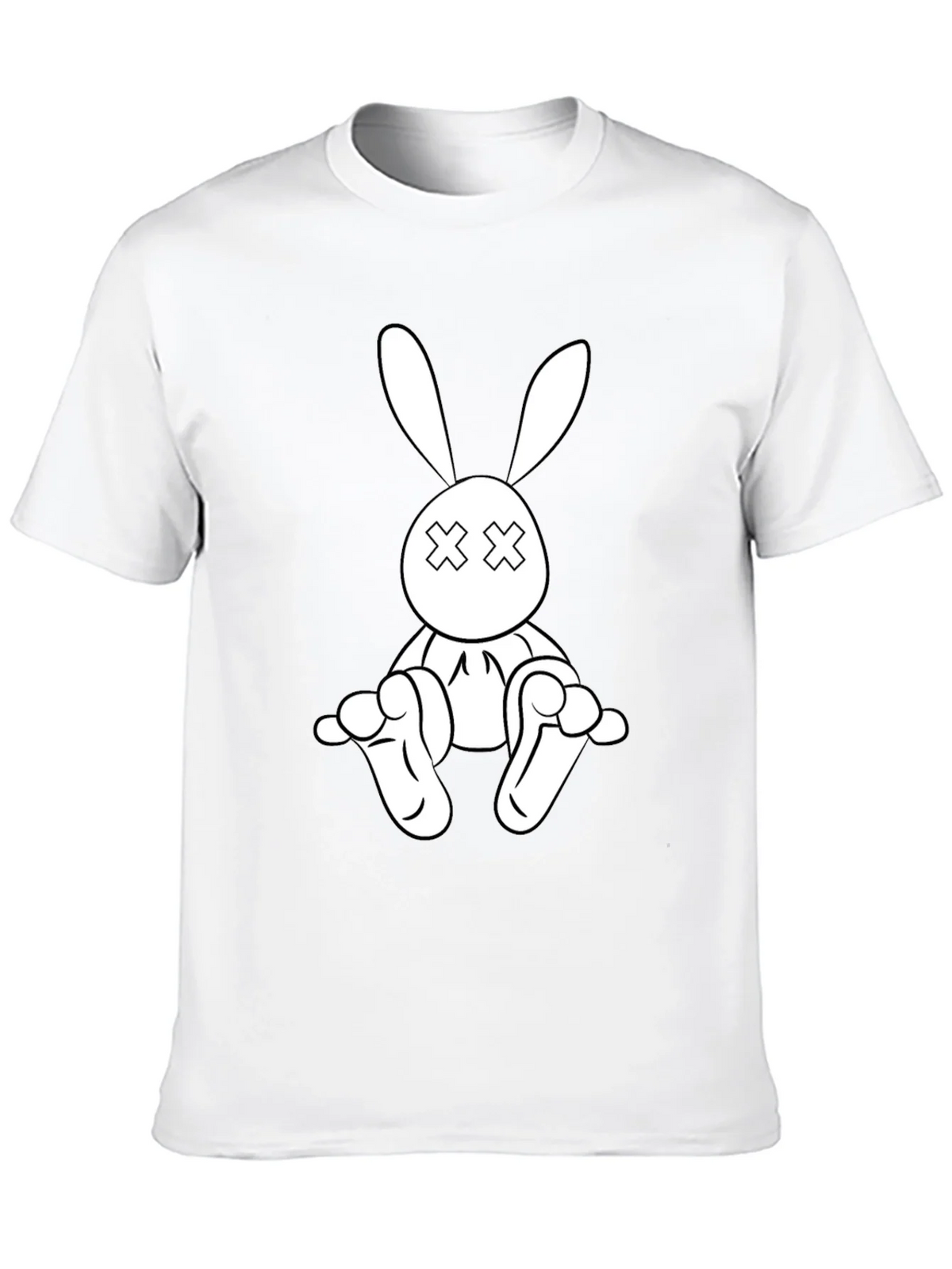 Black T-Shirt with Cartoon Rabbit Graphic product image 12