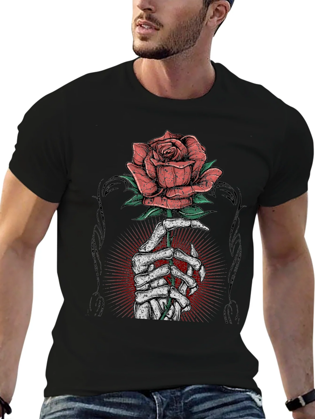 Rose & Bones Graphic Tee - Mens Black T-Shirt product image 9