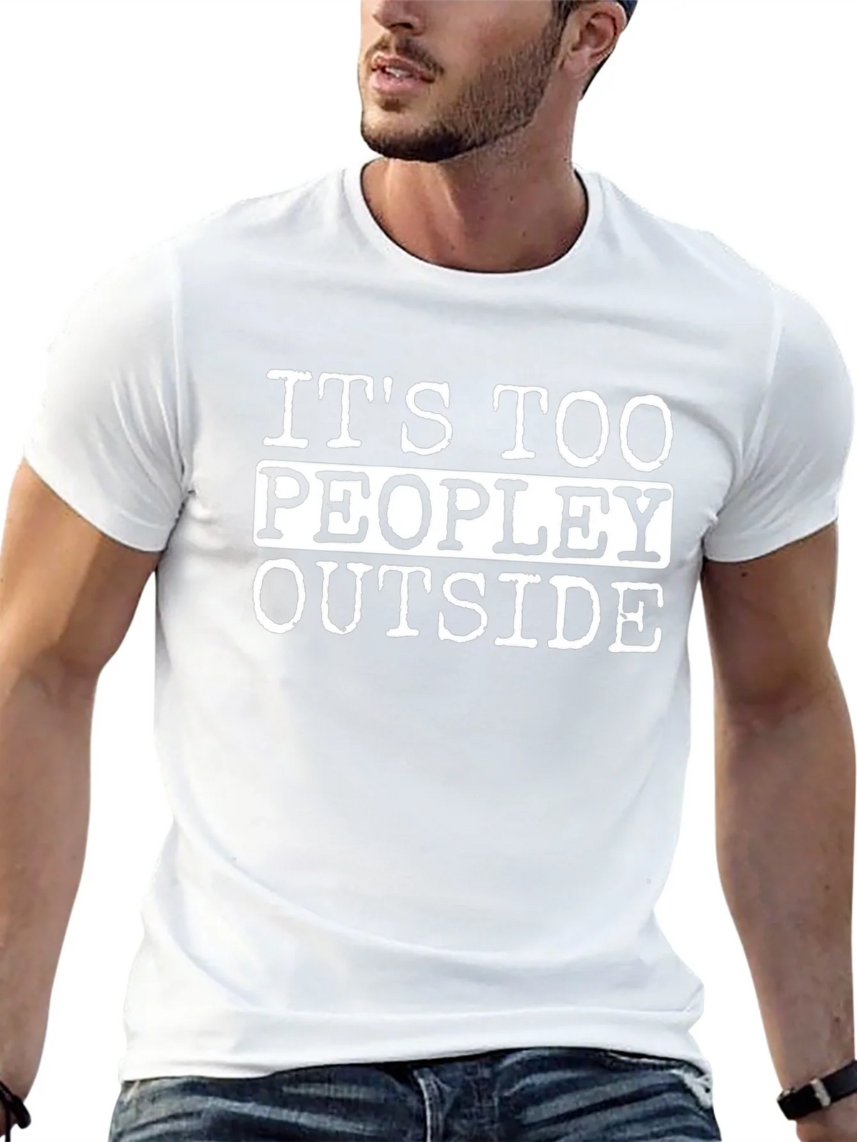 Funny Its Too Peopley Outside Black T-Shirt product image 4