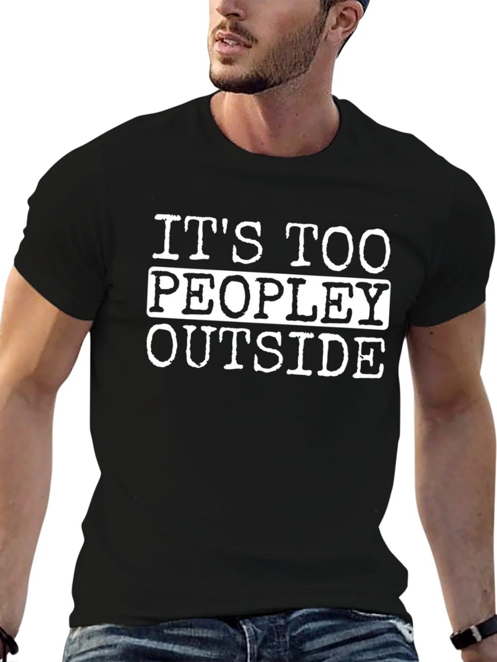 Funny Its Too Peopley Outside Black T-Shirt product image 9