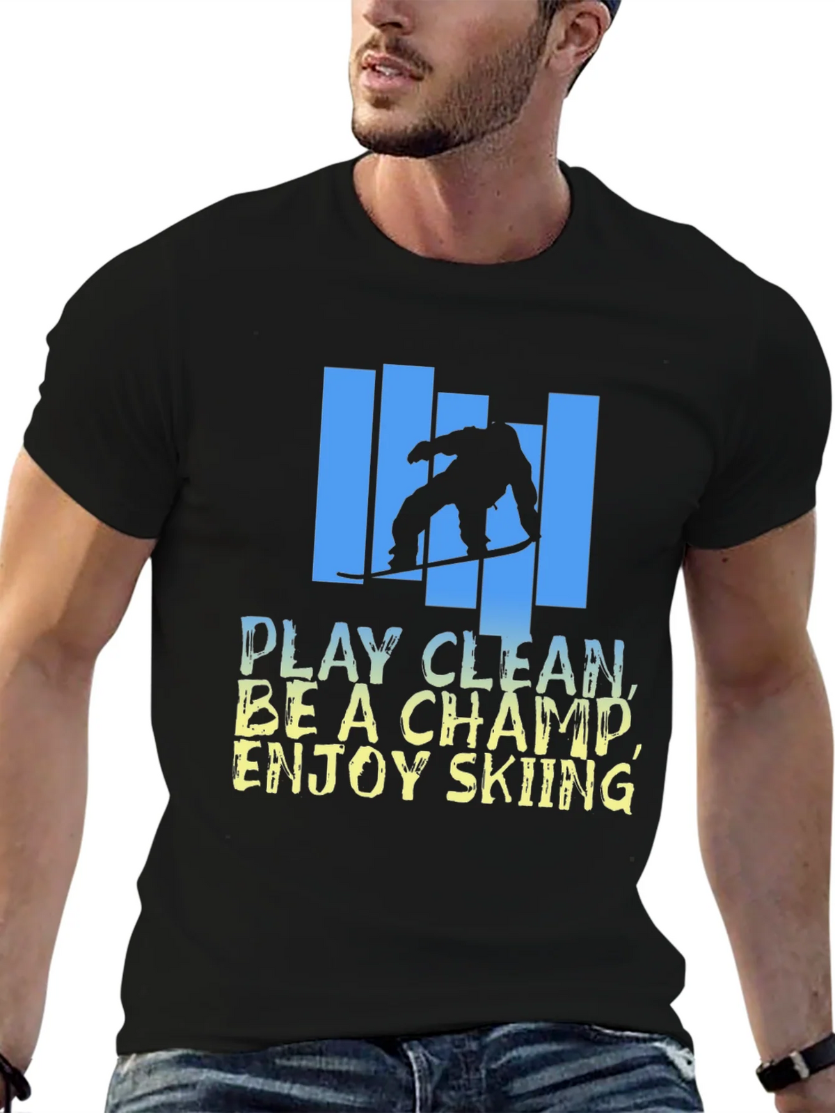 Skiing Graphic T-Shirt - Play Clean Be A Champ product image 9