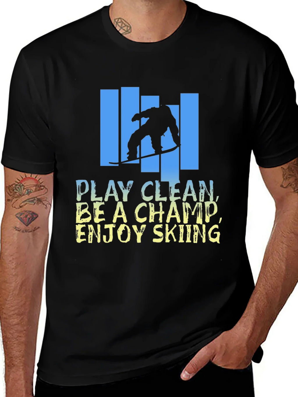 Skiing Graphic T-Shirt - Play Clean Be A Champ product image 1