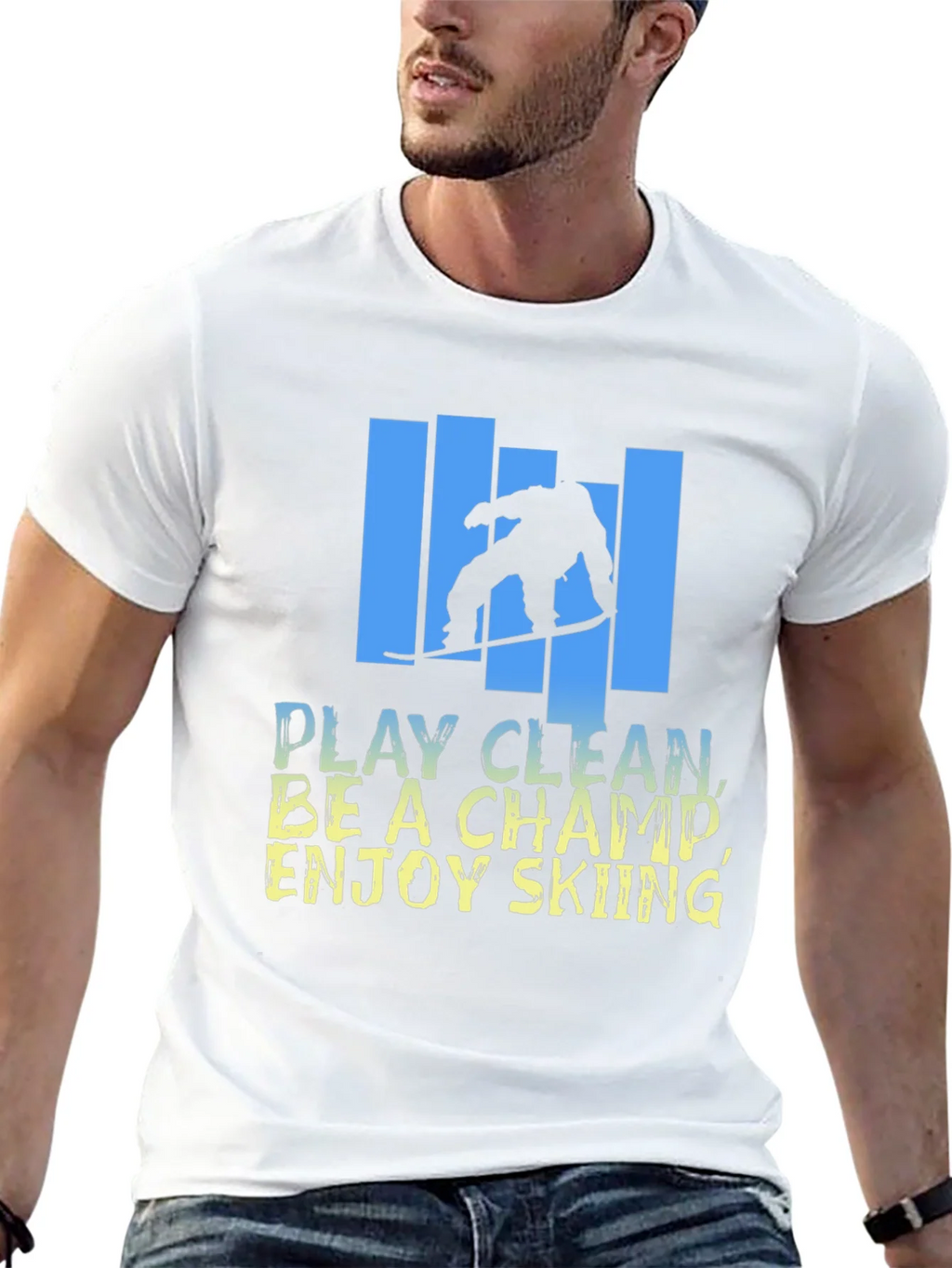 Skiing Graphic T-Shirt - Play Clean Be A Champ product image 4