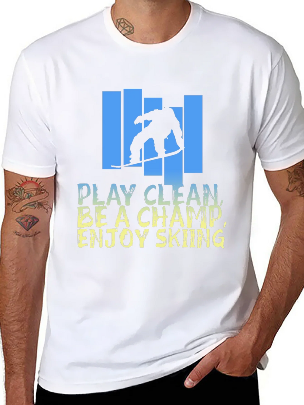 Skiing Graphic T-Shirt - Play Clean Be A Champ product image 10