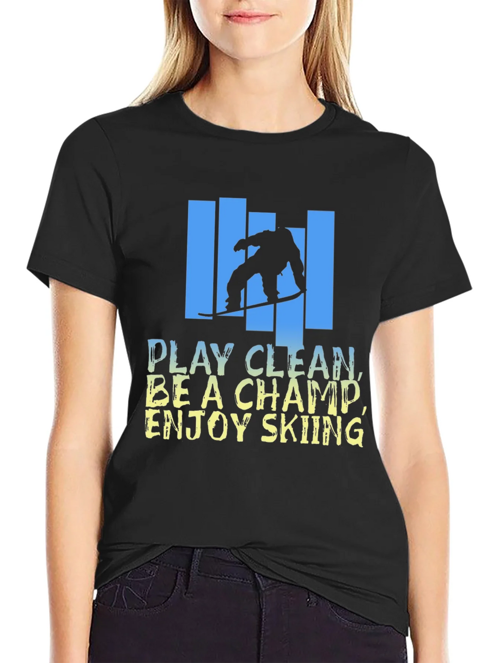 Skiing Graphic T-Shirt - Play Clean Be A Champ product image 5