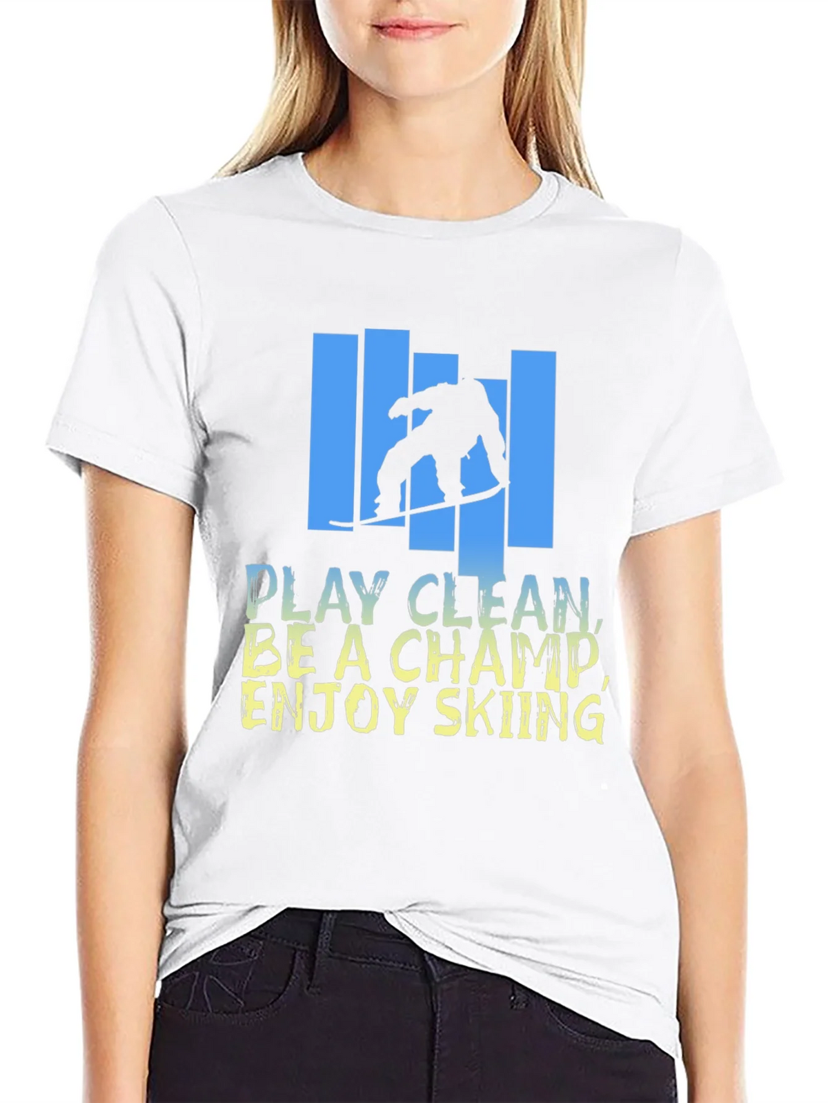 Skiing Graphic T-Shirt - Play Clean Be A Champ product image 11
