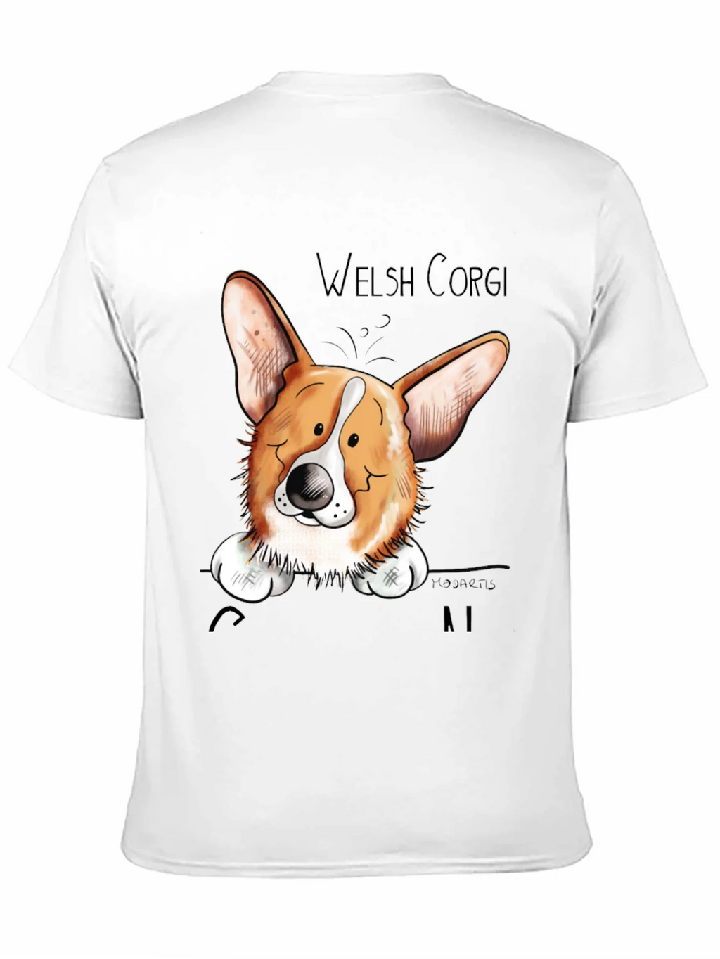 Welsh Corgi Cartoon Black T-Shirt product image 2