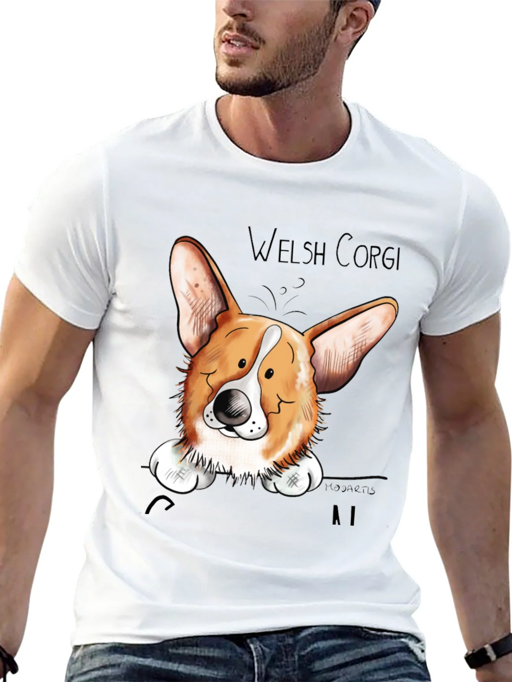 Welsh Corgi Cartoon Black T-Shirt product image 4