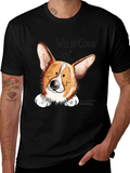 Welsh Corgi Cartoon Black T-Shirt product image 1