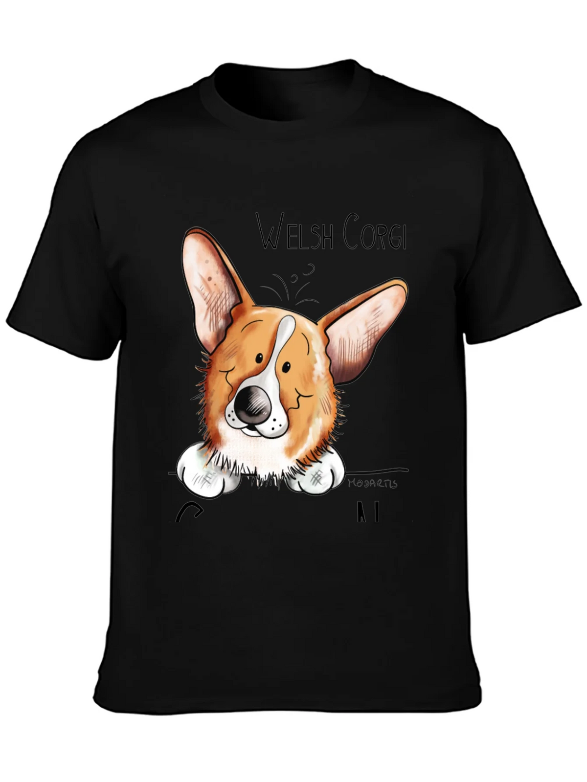 Welsh Corgi Cartoon Black T-Shirt product image 6
