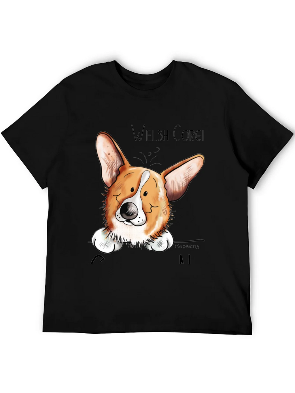 Welsh Corgi Cartoon Black T-Shirt product image 8