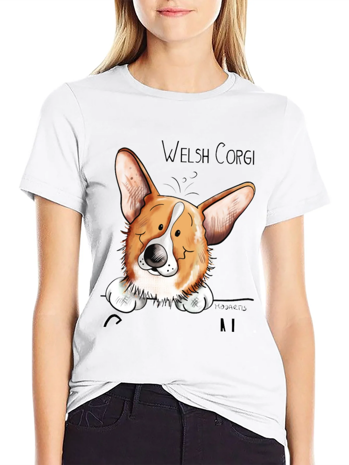 Welsh Corgi Cartoon Black T-Shirt product image 11