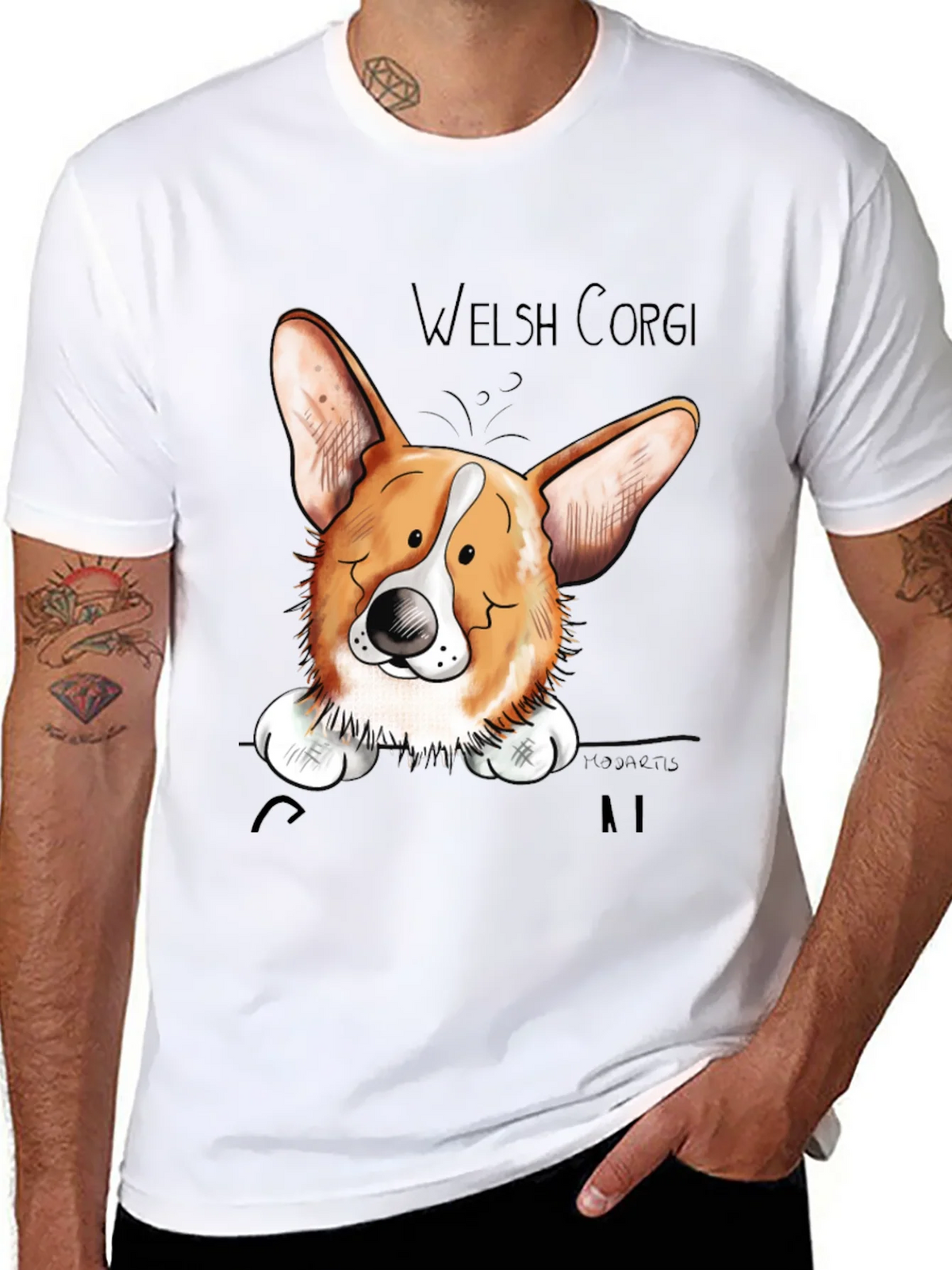 Welsh Corgi Cartoon Black T-Shirt product image 10