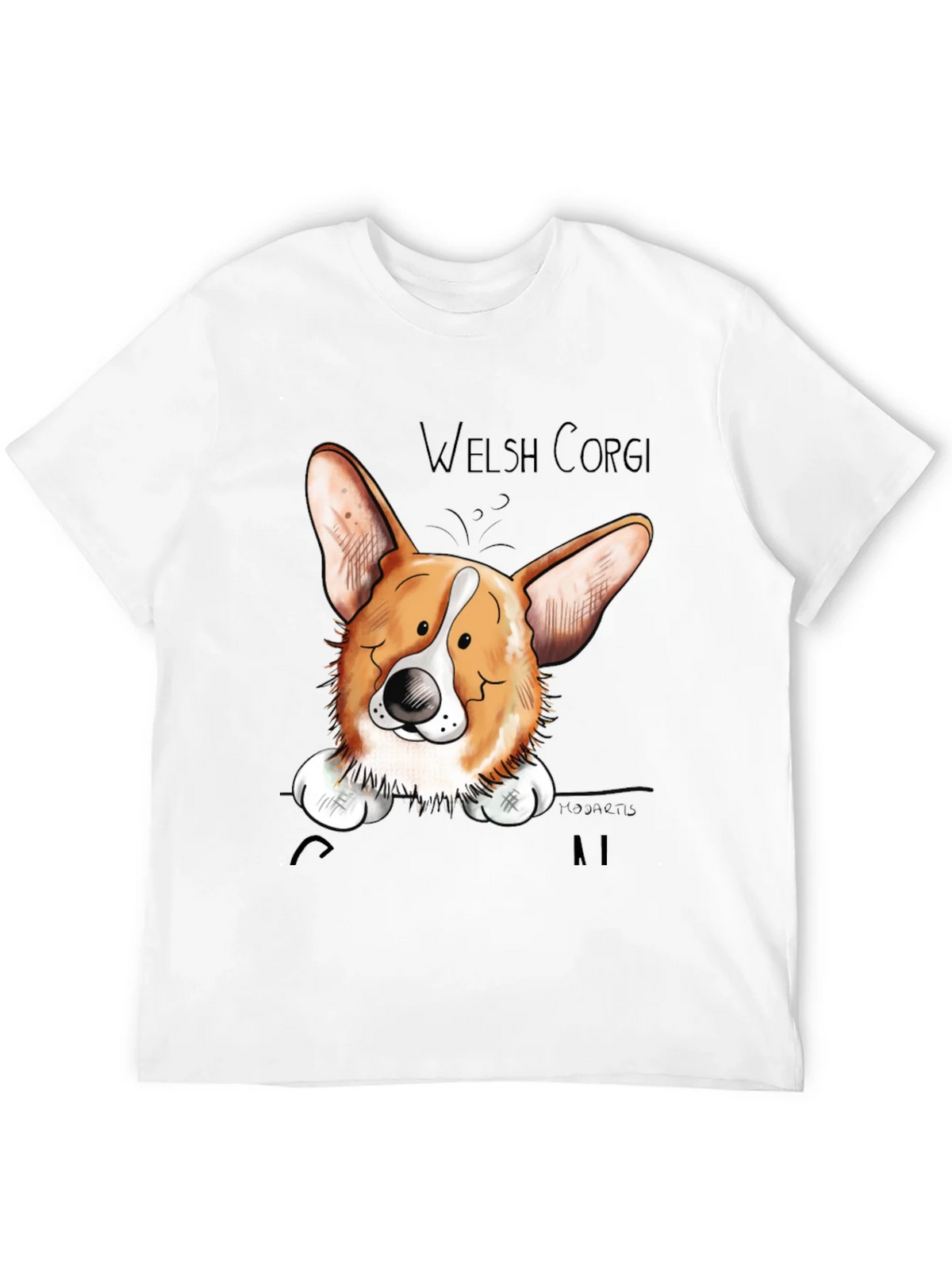 Welsh Corgi Cartoon Black T-Shirt product image 3